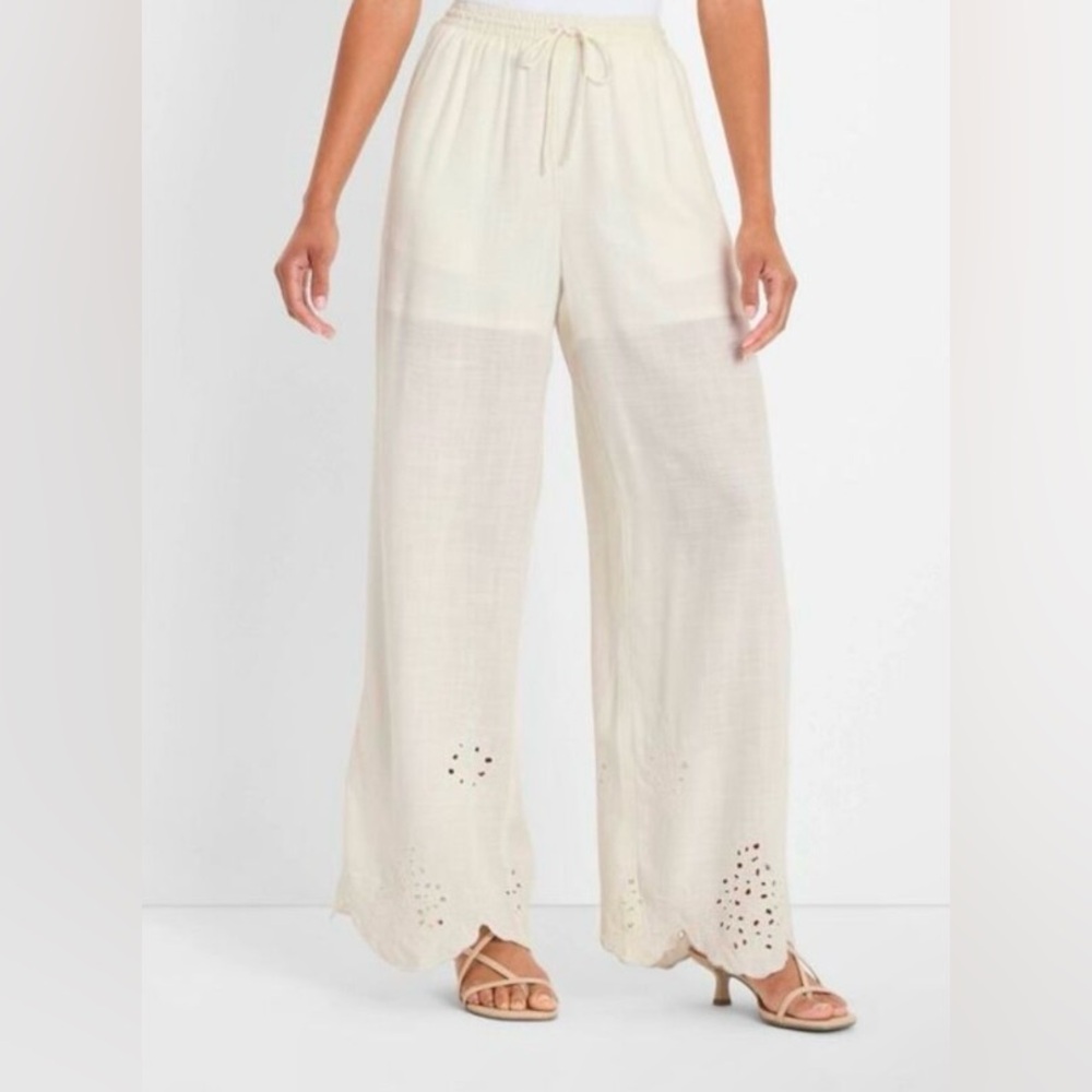 Future Collective boutique style Wide Leg pants eyelet beach boho S M L XL XXL